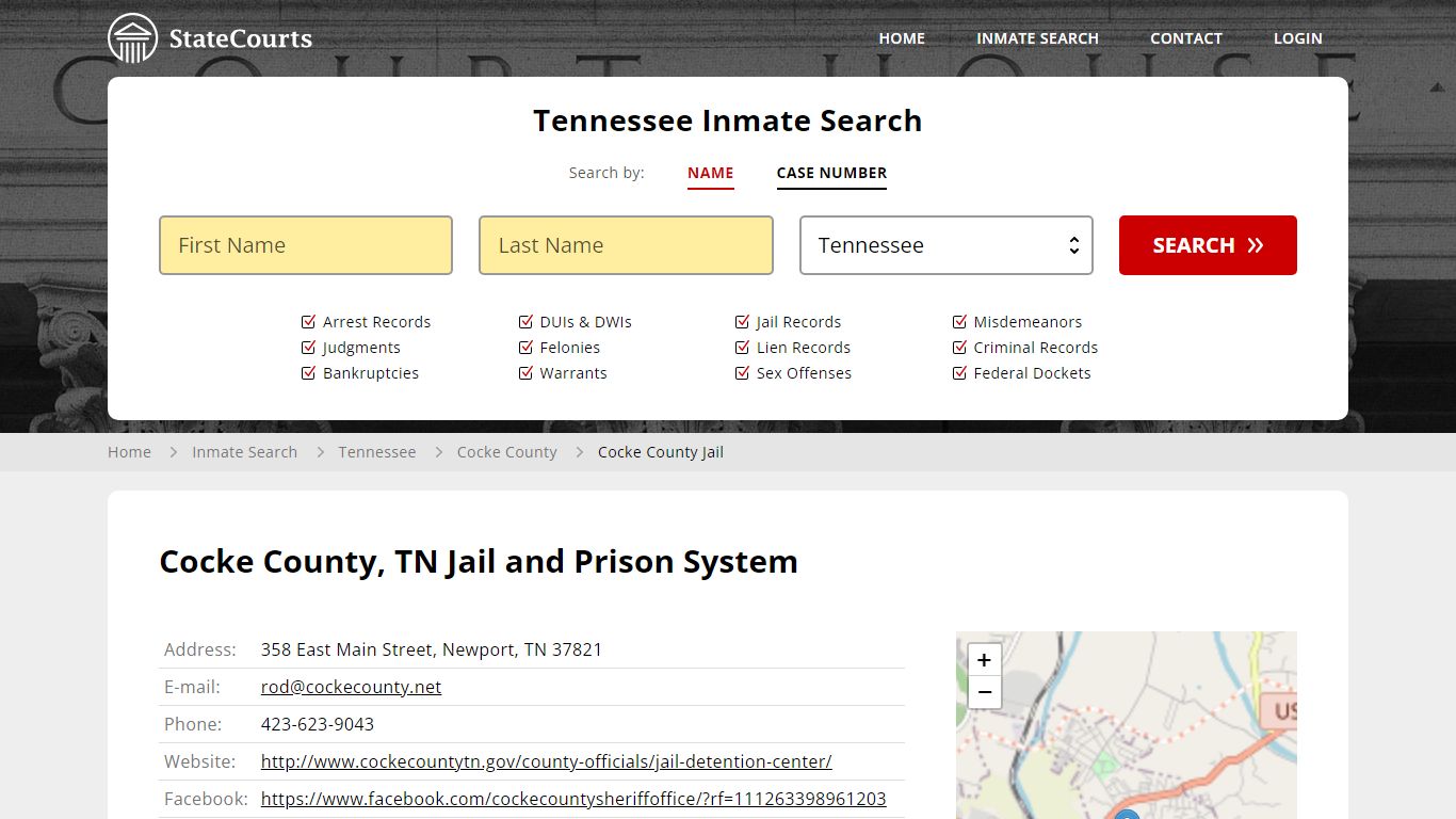Cocke County Jail Inmate Records Search, Tennessee - StateCourts